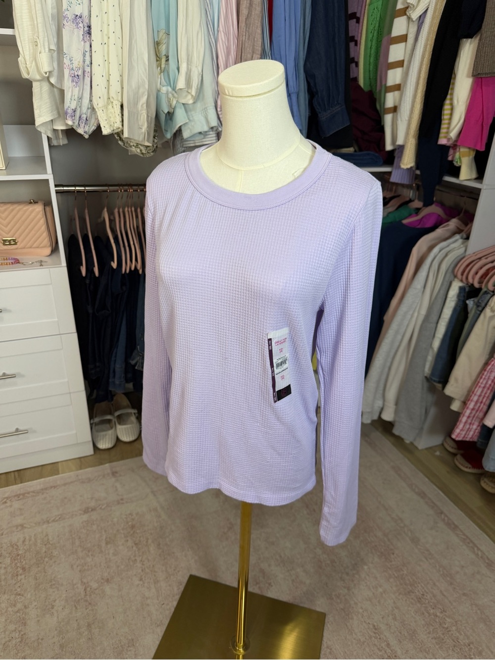 No Boundaries Lavender Waffle Knit Long Sleeve Top
